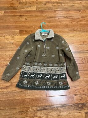 Cozy Reindeer Fleece Pullover with Sherpa Collar 90s Woolrich